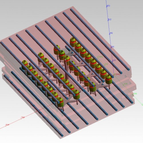 Abbildung 4 – Elastomeranwendung mit Einlegeteilen, 32 Kavitäten (c) SIGMA Engineering GmbH