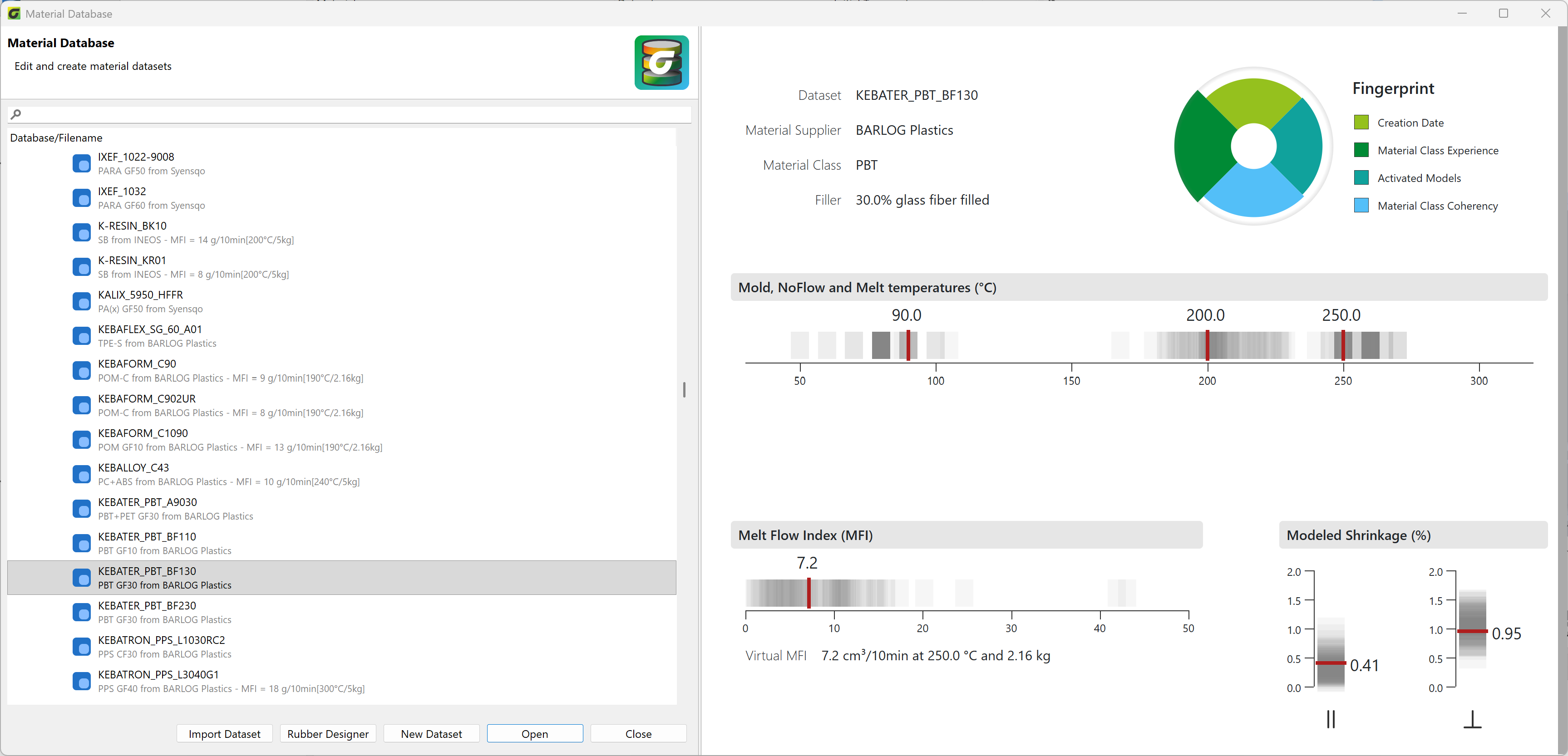Figure 4: Quickly and intuitively evaluate and compare material data 